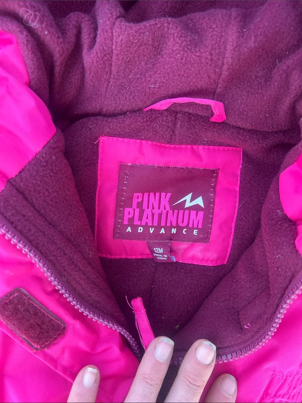 Pink Platinum Bright Fuchsia Toddler Snowsuit with Deep Berry Lining